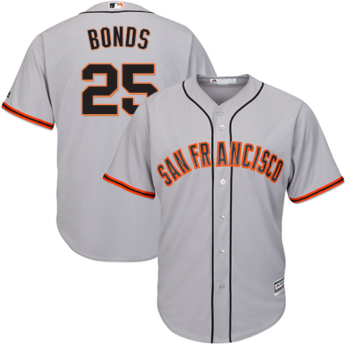 Giants #25 Barry Bonds Grey Road Cool Base Stitched Youth MLB Jersey
